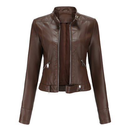 Theresa | Damen Lederjacke mit Stehkragen und Reißverschluss