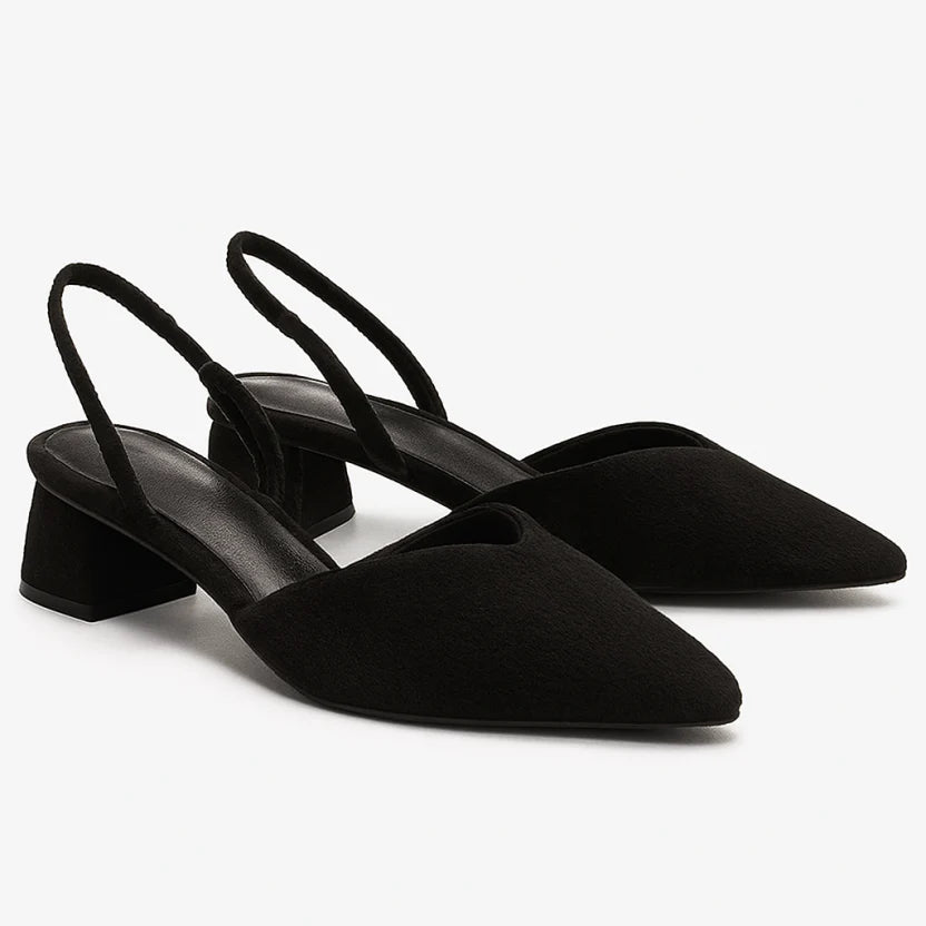 Elara | Slingback Sandalen mit Geschlossener Spitze und Niedrigem Blockabsatz
