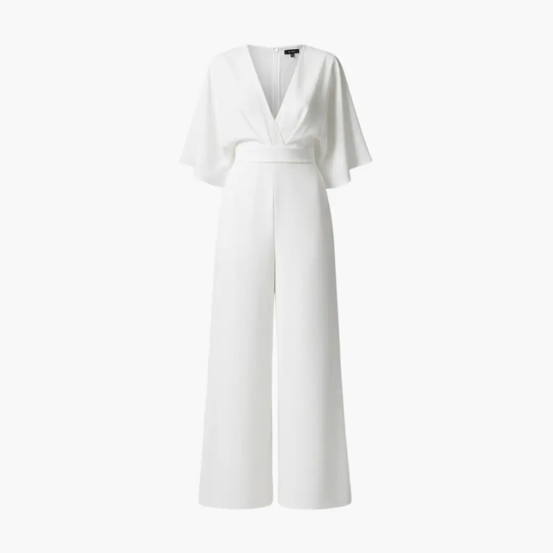 Birgit | Damen Hochzeits Jumpsuit mit V Ausschnitt und halben Ärmeln