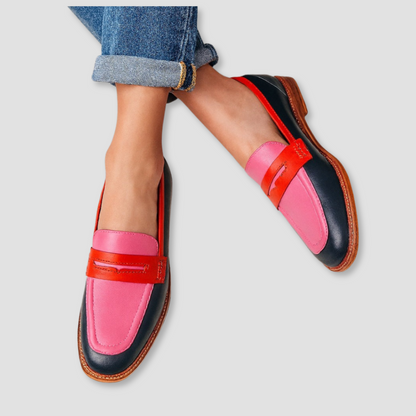 Ulrike | Damen Mokassins mit mehrfarbigem Design und Riemen
