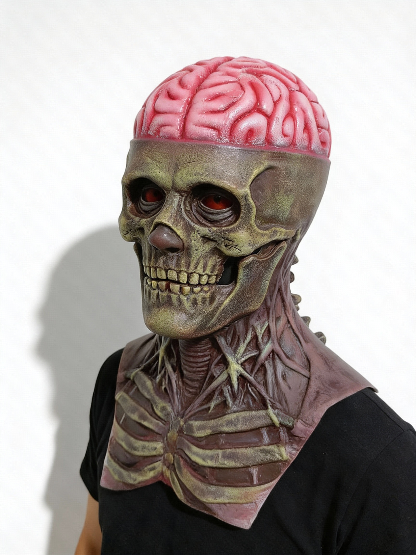 Paul | Totenkopfmaske mit freiliegendem Gehirn für Halloween