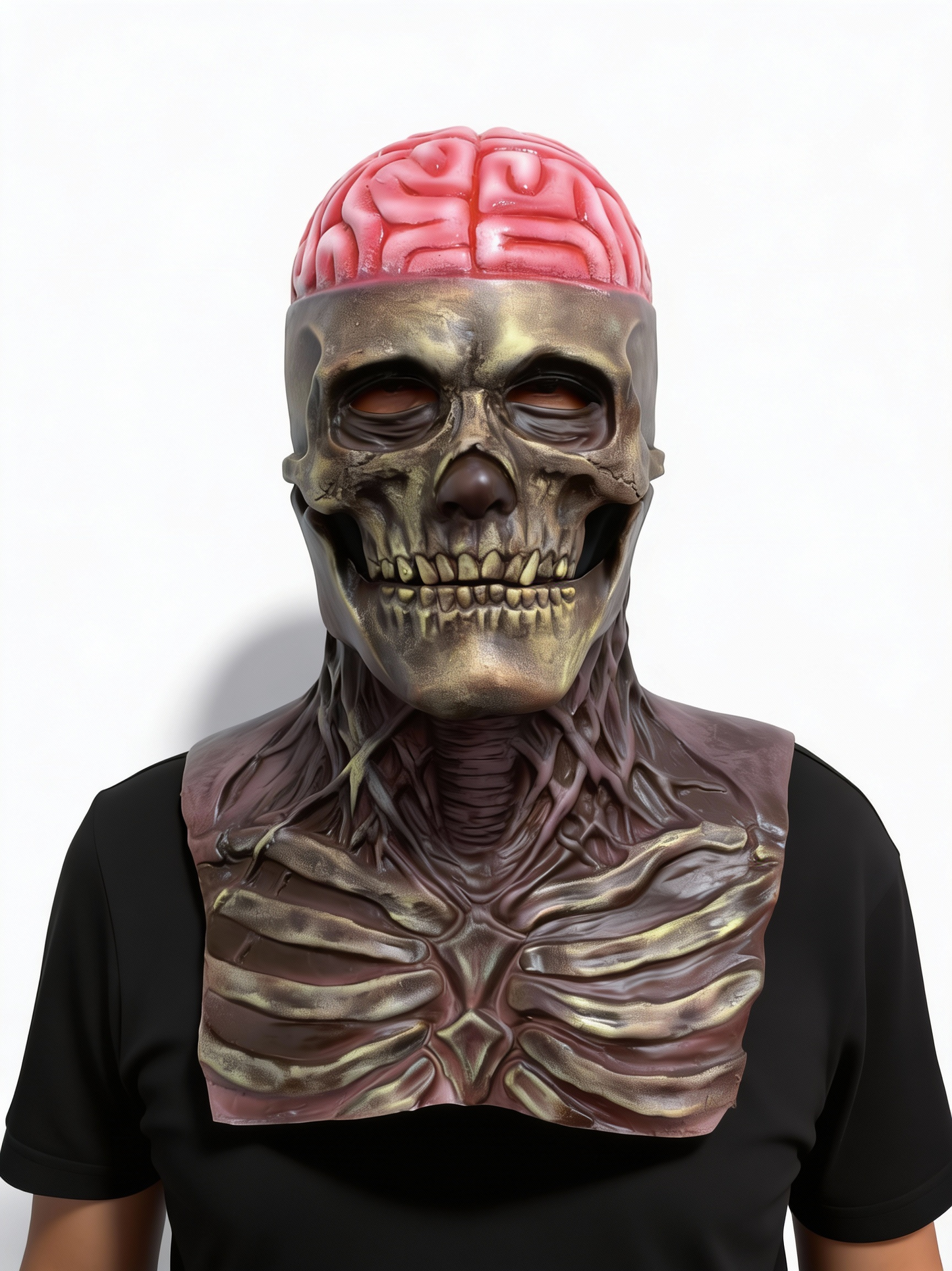 Paul | Totenkopfmaske mit freiliegendem Gehirn für Halloween