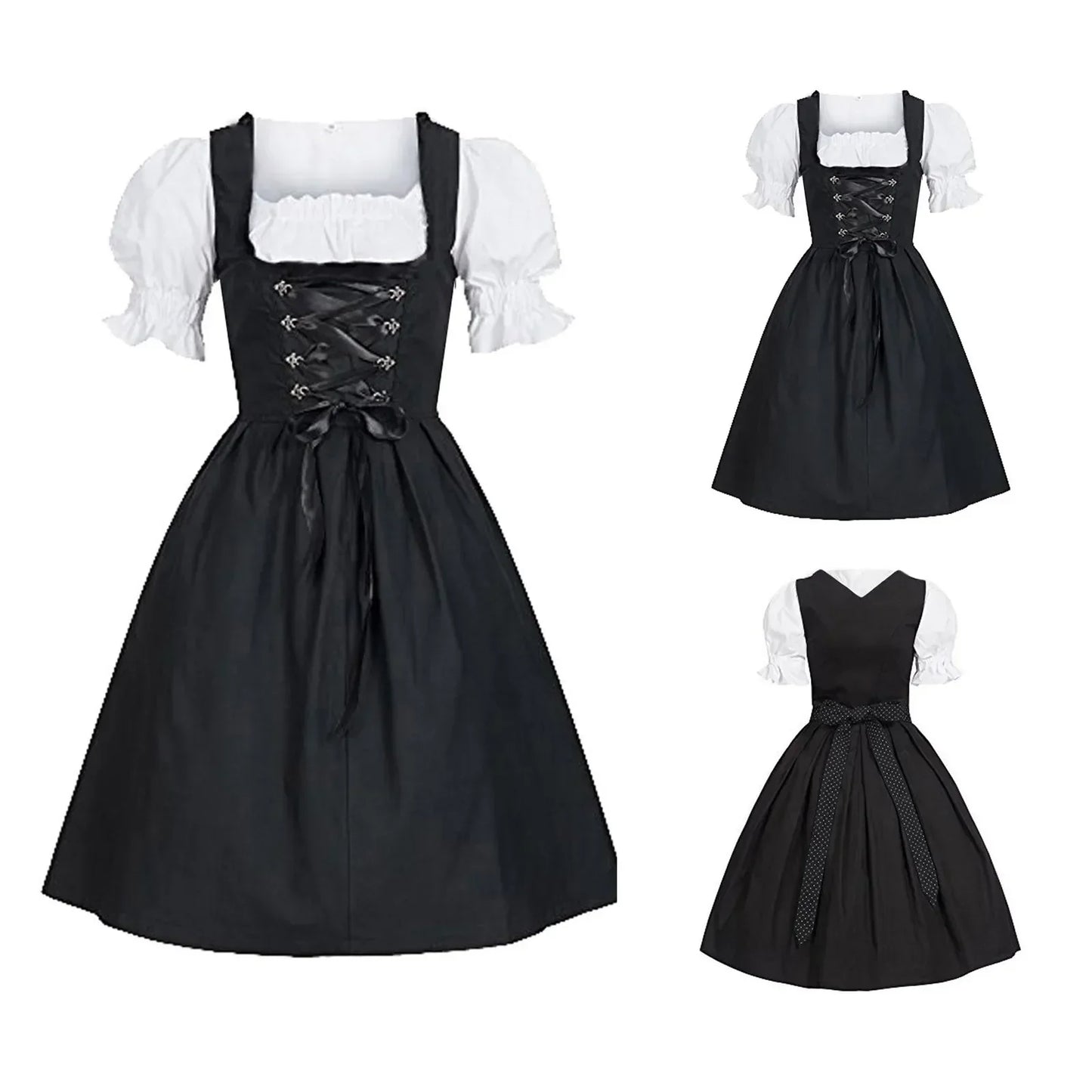 Laura | Damen langes Dirndlkleid mit Bluse und Schnürung