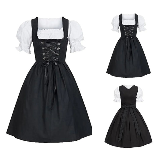 Laura | Damen langes Dirndlkleid mit Bluse und Schnürung