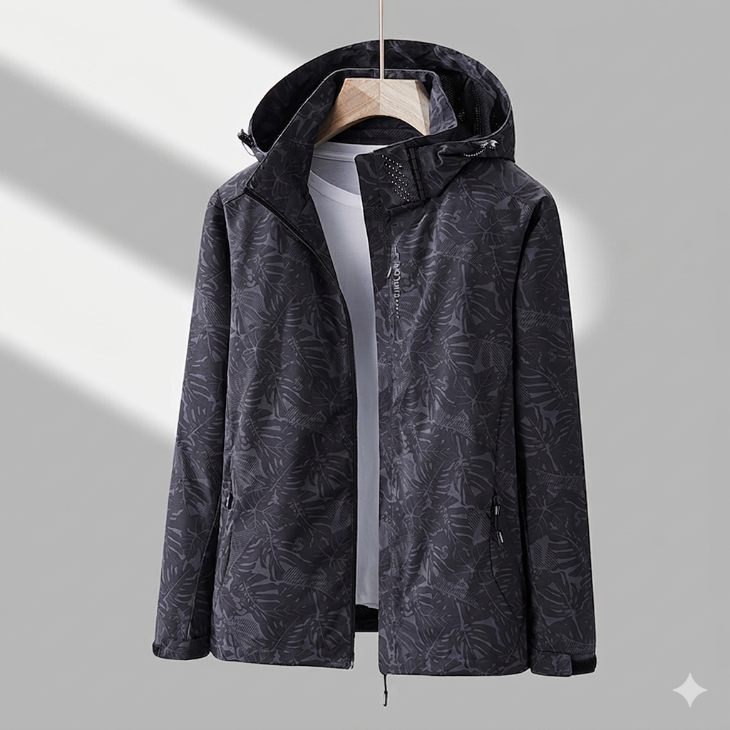 Greta | Damen Jacke mit Blattmuster und hohem Kragen