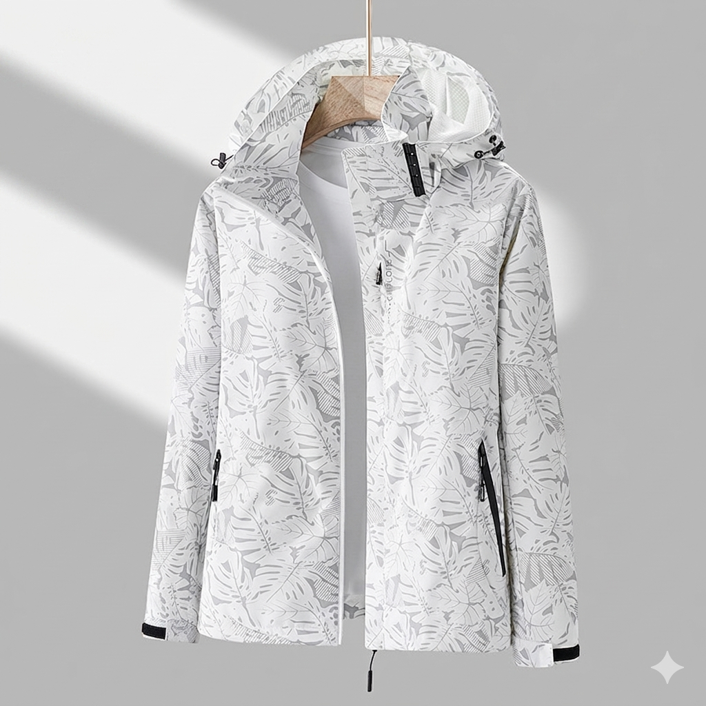 Greta | Damen Jacke mit Blattmuster und hohem Kragen