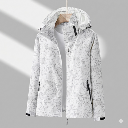 Greta | Damen Jacke mit Blattmuster und hohem Kragen