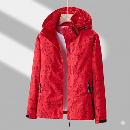 Greta | Damen Jacke mit Blattmuster und hohem Kragen