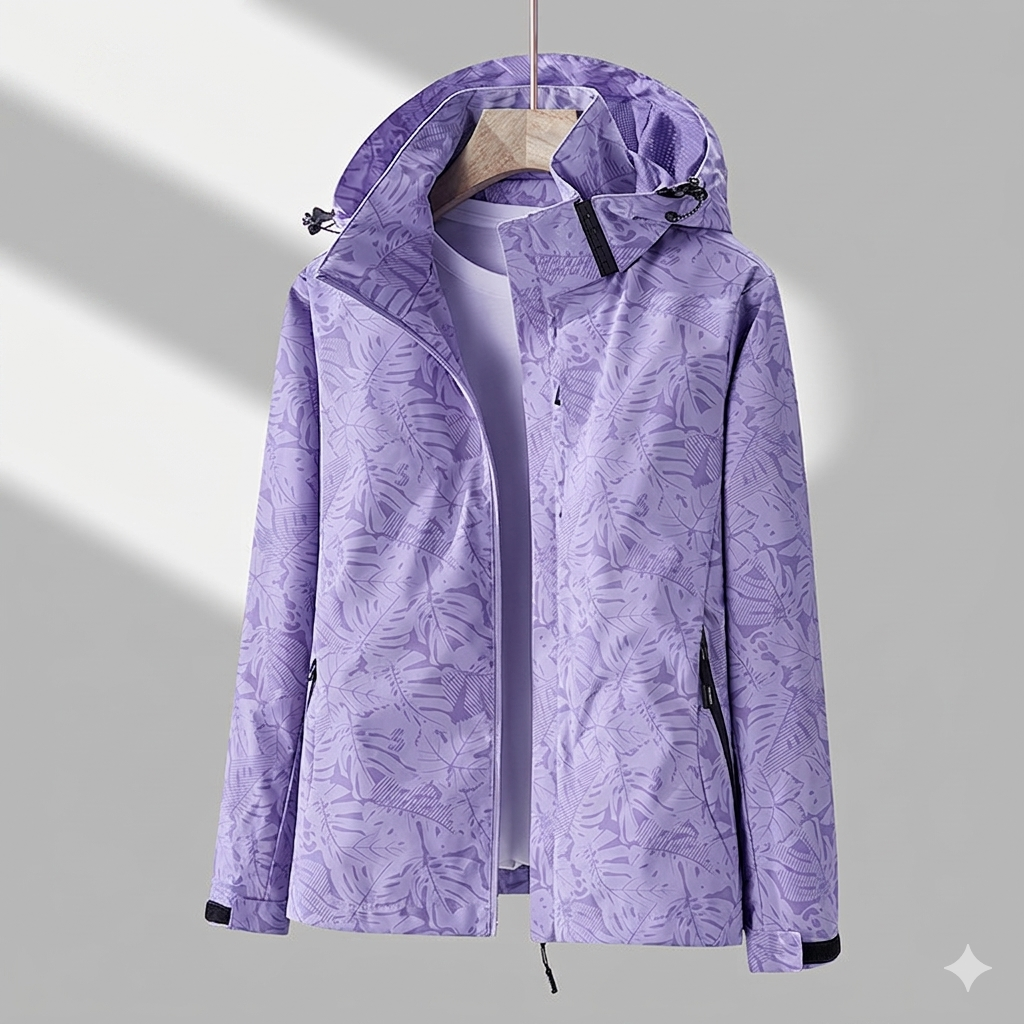 Greta | Damen Jacke mit Blattmuster und hohem Kragen
