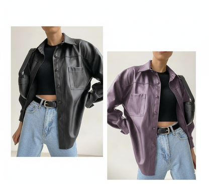 Julia | Giacca in pelle elegante con chiusura a bottoni