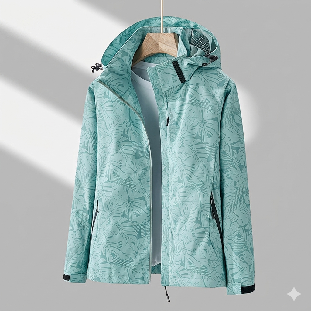Greta | Damen Jacke mit Blattmuster und hohem Kragen