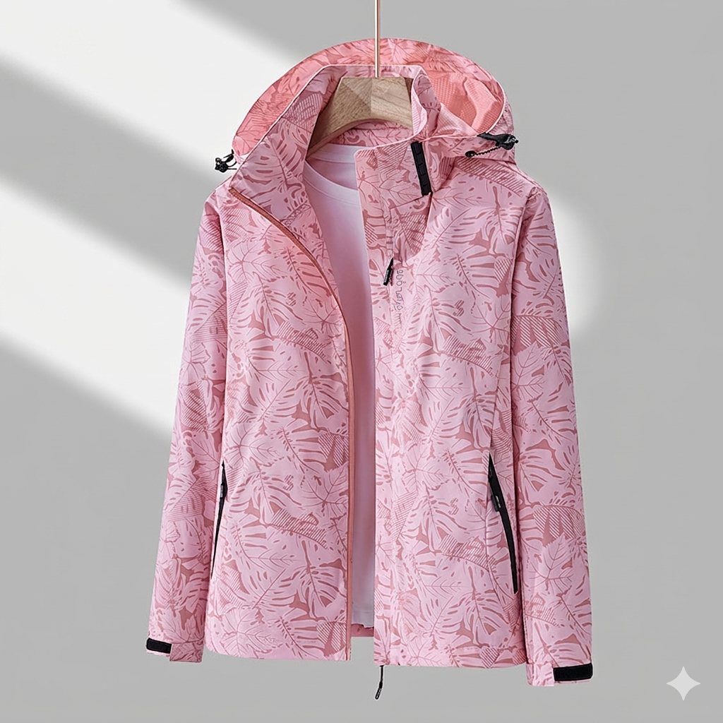 Greta | Damen Jacke mit Blattmuster und hohem Kragen