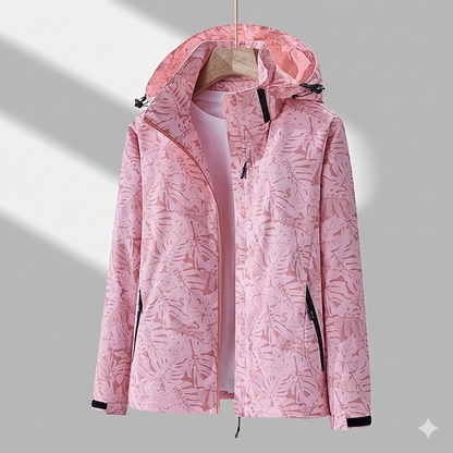 Greta | Damen Jacke mit Blattmuster und hohem Kragen