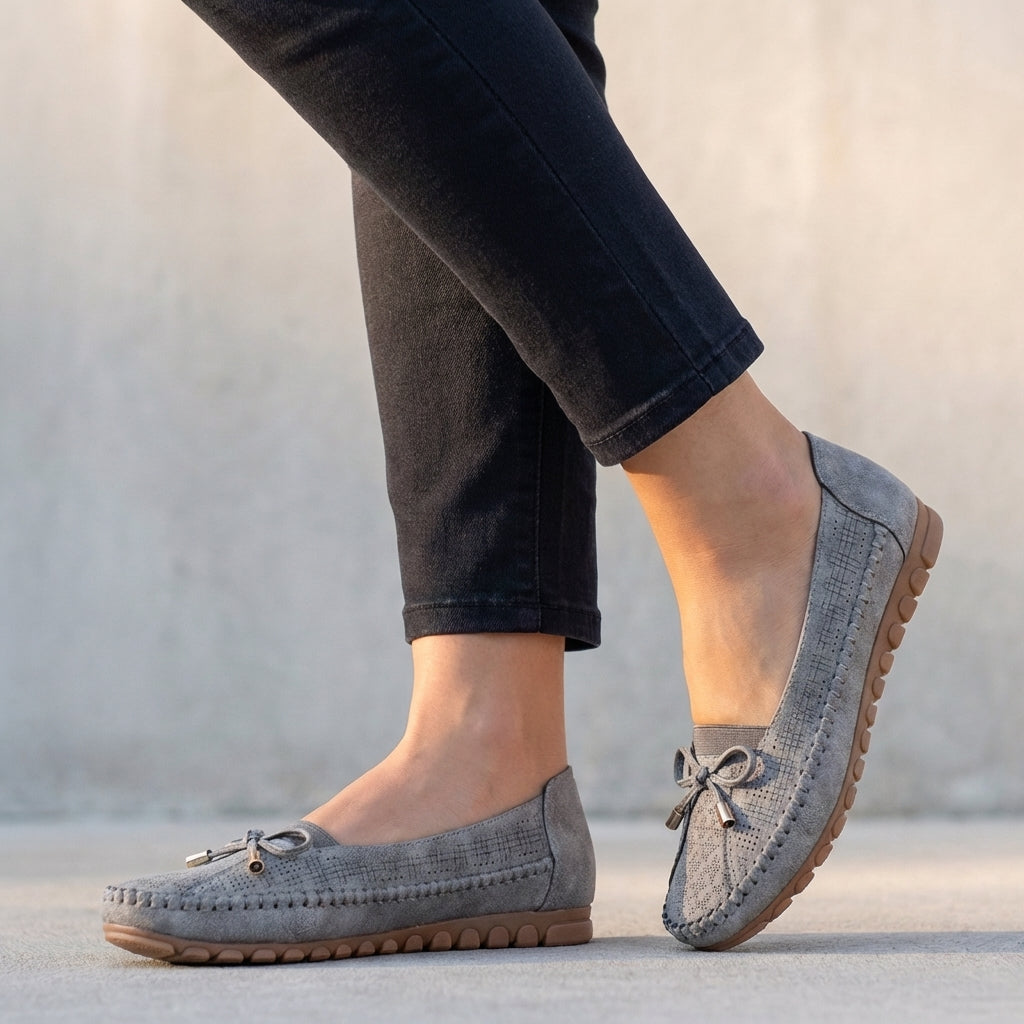 Klara | Damen orthopädische Loafer mit Schleife und Perforation