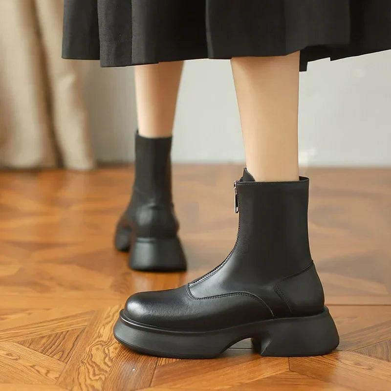Marta | Damen Leder-Stiefeletten mit warmem Futter