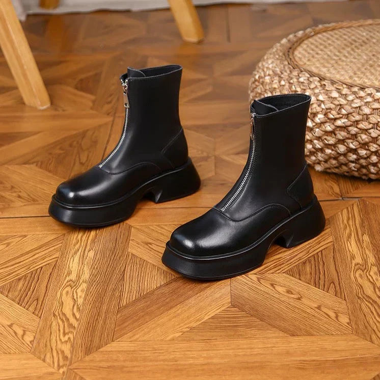 Marta | Damen Leder-Stiefeletten mit warmem Futter