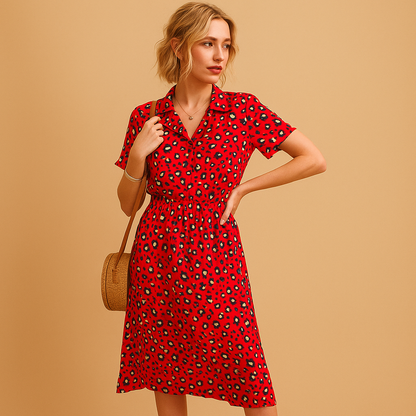 Oliana | Damen-Midikleid für Sommer mit kurzen Ärmeln