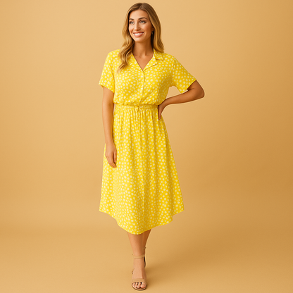 Oliana | Damen-Midikleid für Sommer mit kurzen Ärmeln
