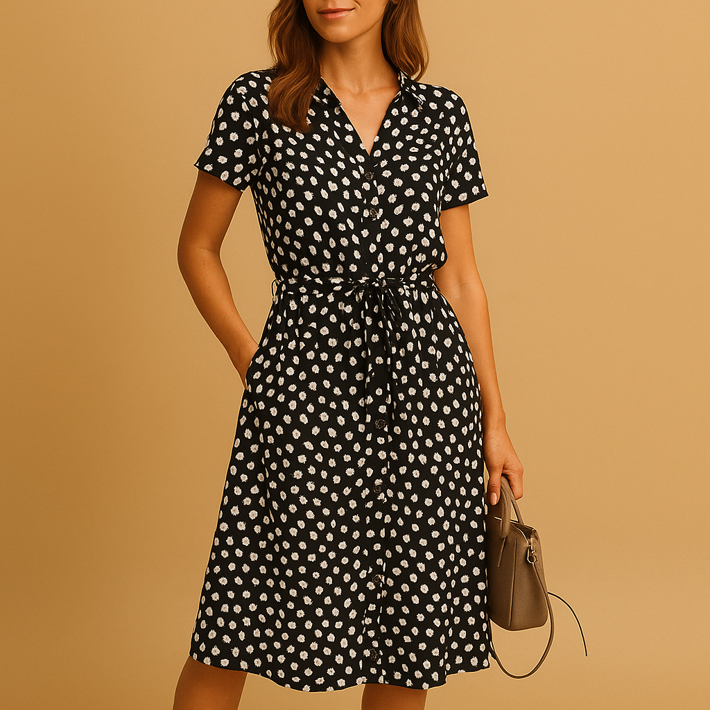 Oliana | Damen-Midikleid für Sommer mit kurzen Ärmeln