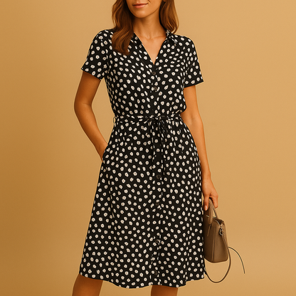 Oliana | Damen-Midikleid für Sommer mit kurzen Ärmeln