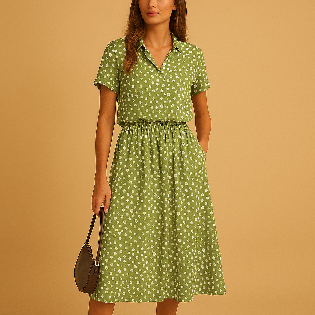 Oliana | Damen-Midikleid für Sommer mit kurzen Ärmeln
