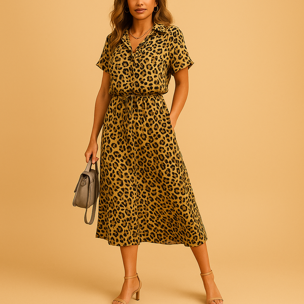 Oliana | Damen-Midikleid für Sommer mit kurzen Ärmeln