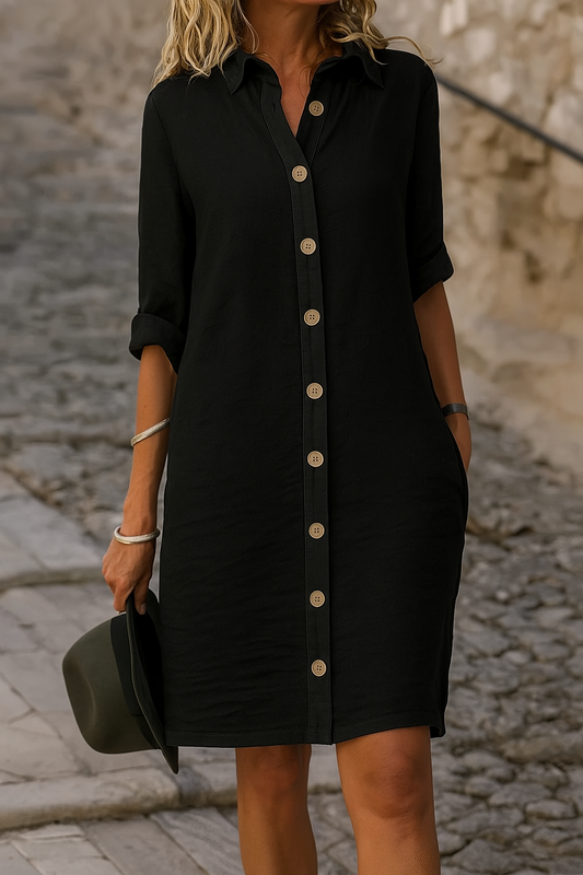 Renata | Elegantes Damen Kleid mit Knopfleiste