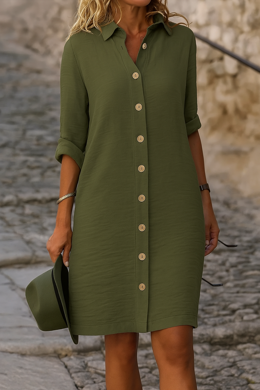 Renata | Elegantes Damen Kleid mit Knopfleiste