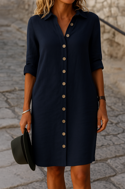 Renata | Elegantes Damen Kleid mit Knopfleiste