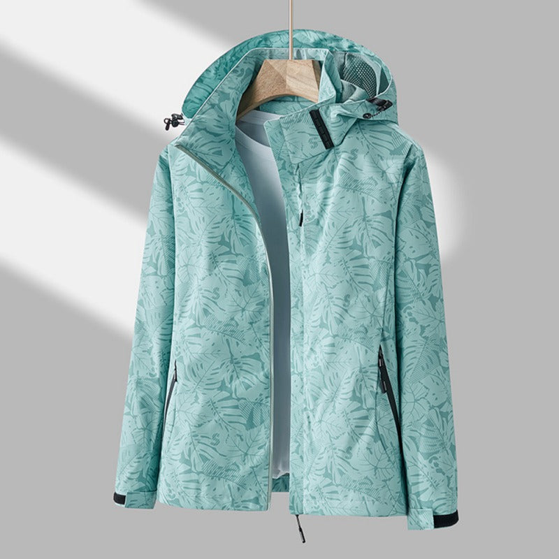 Nadine | Kapuzenjacke mit Reißverschluss und Blättermuster