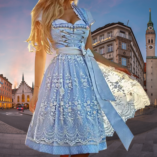 Giulia | Damen Trachtenkleid mit Schürze und floraler Stickerei