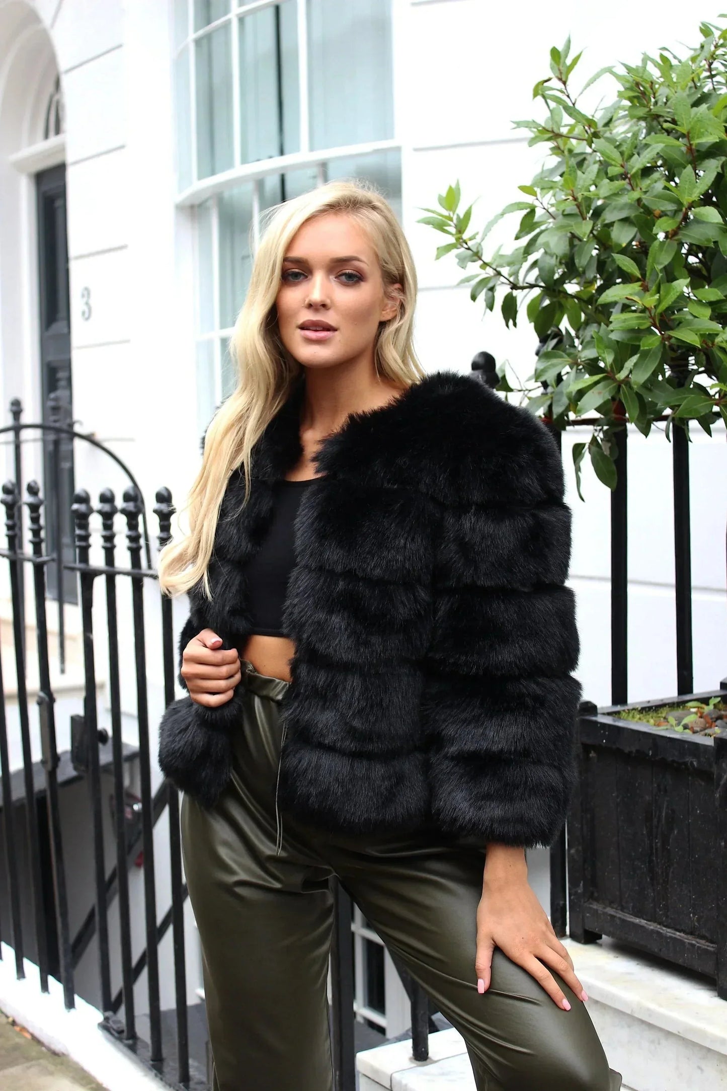 Gianna | Damen warme kurze flauschige Jacke Kunstpelzmantel