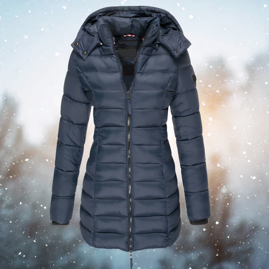 Renate | Damen Wintermantel mit Kapuze und Steppdesign