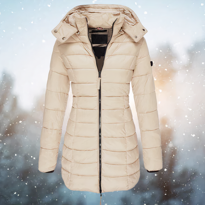 Renate | Damen Wintermantel mit Kapuze und Steppdesign
