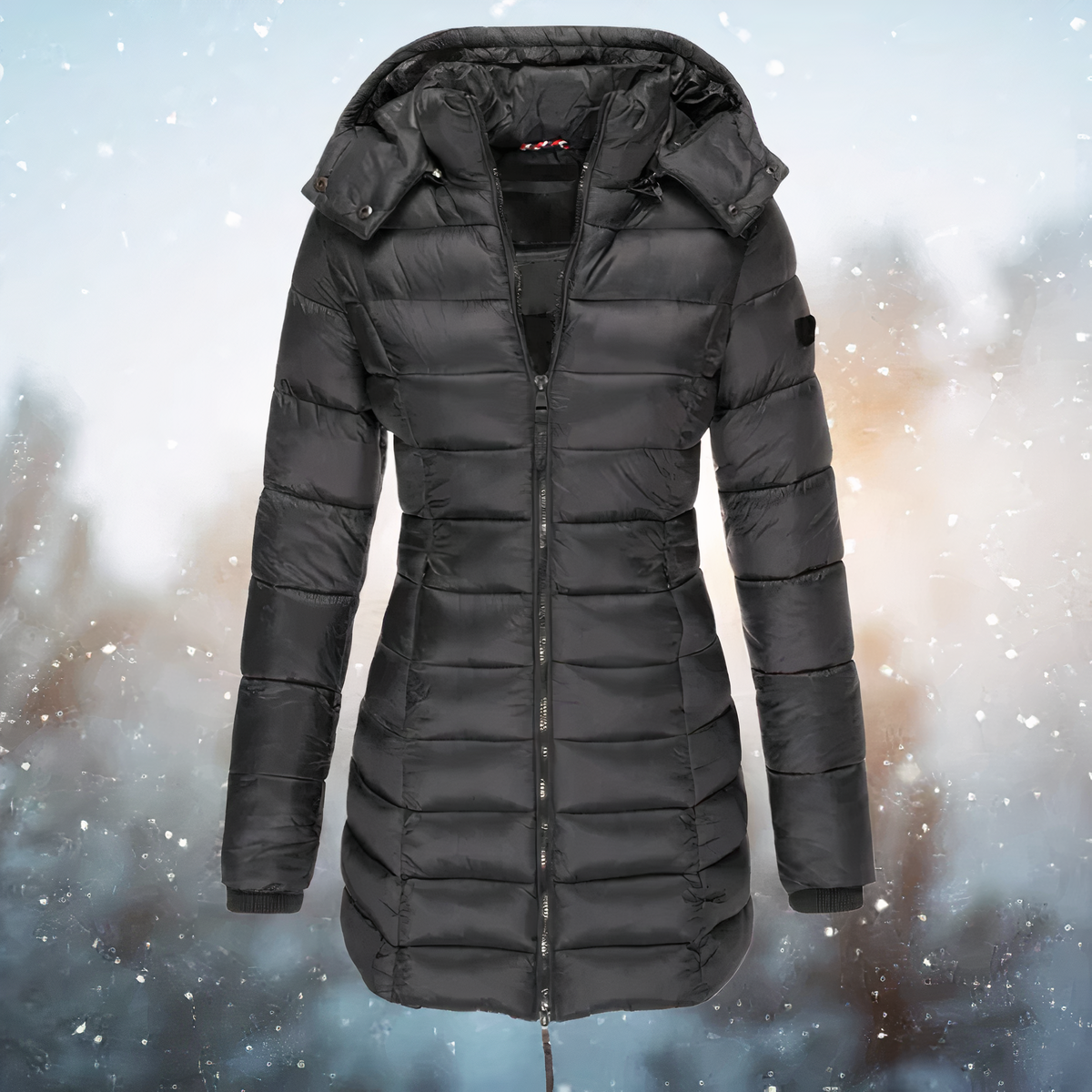 Renate | Damen Wintermantel mit Kapuze und Steppdesign