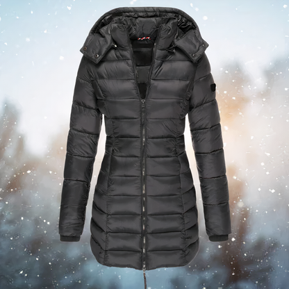 Renate | Damen Wintermantel mit Kapuze und Steppdesign