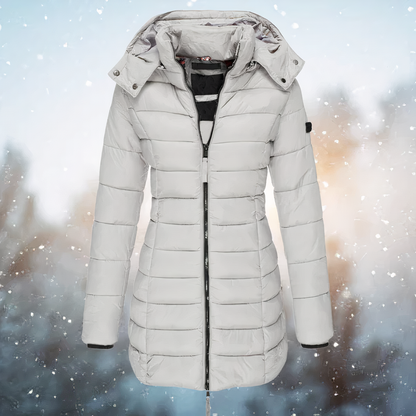 Renate | Damen Wintermantel mit Kapuze und Steppdesign