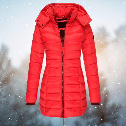 Renate | Damen Wintermantel mit Kapuze und Steppdesign