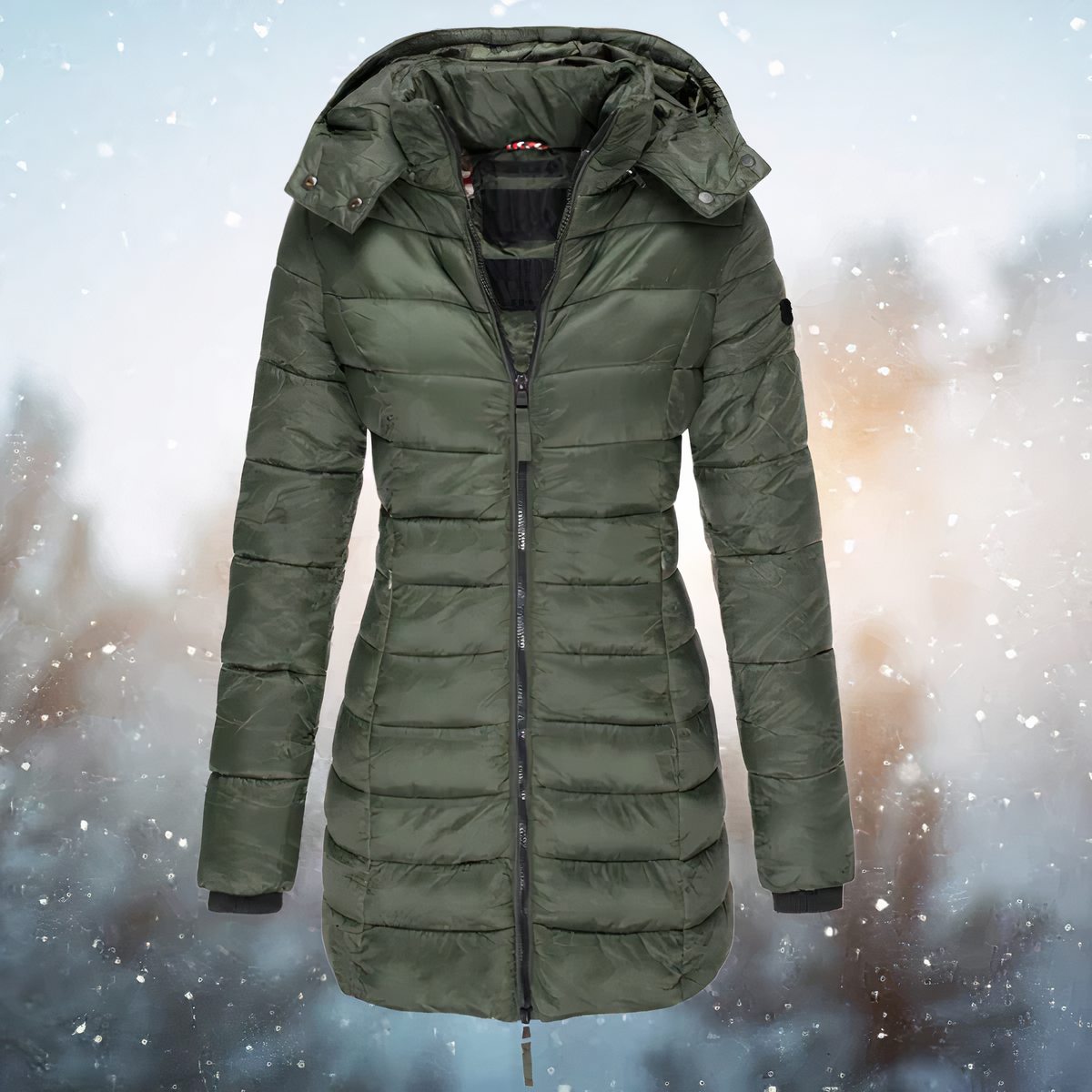 Renate | Damen Wintermantel mit Kapuze und Steppdesign