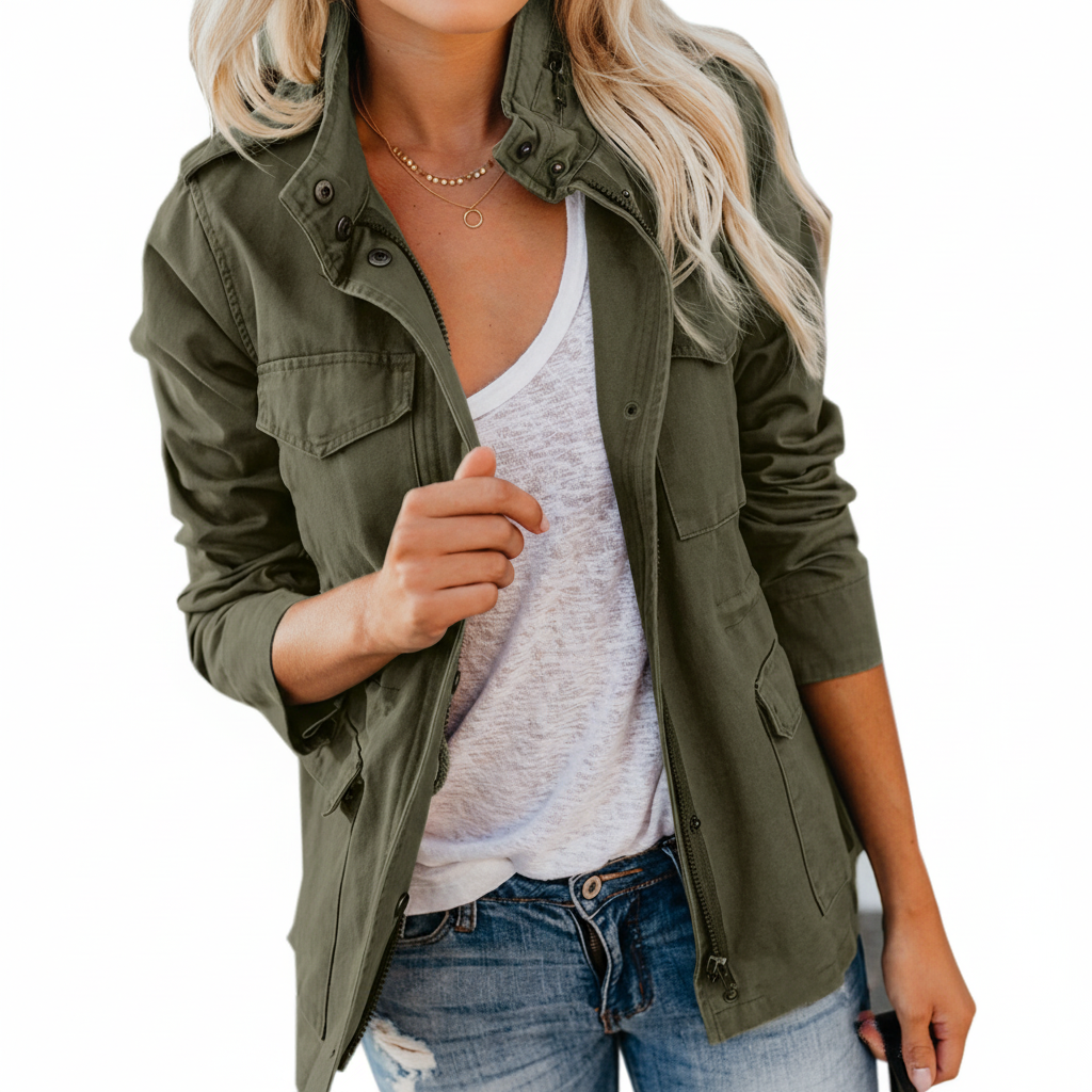 Julia | Damen Jacke mit Brusttaschen und Knopfleiste