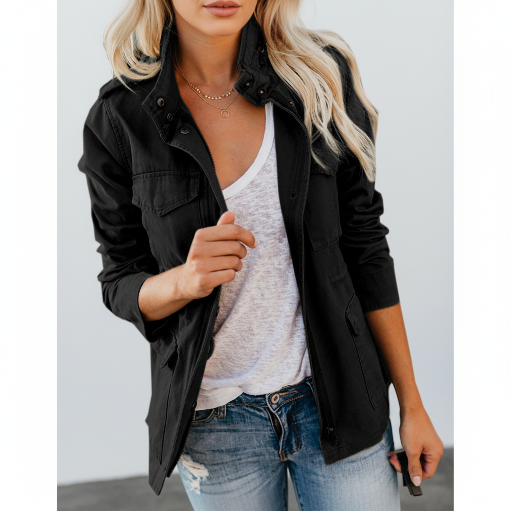 Julia | Damen Jacke mit Brusttaschen und Knopfleiste