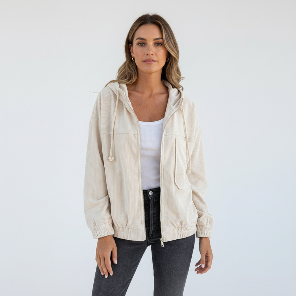 Lena | Damen Jacke mit Kapuze und Reißverschluss