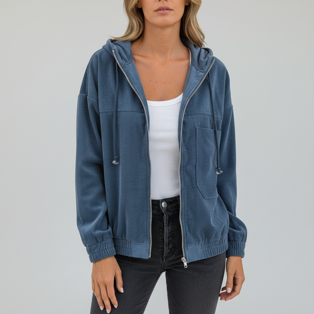 Lena | Damen Jacke mit Kapuze und Reißverschluss