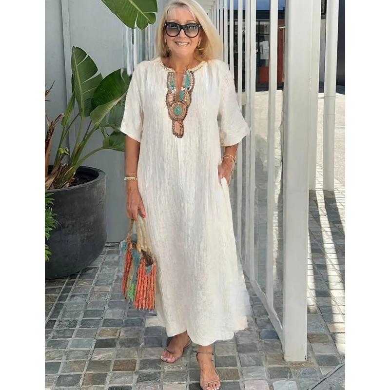 Ursula | Abito midi da donna con scollo tondo