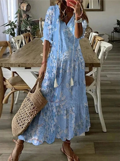 Annelisa | Boho midi dress with V-neck