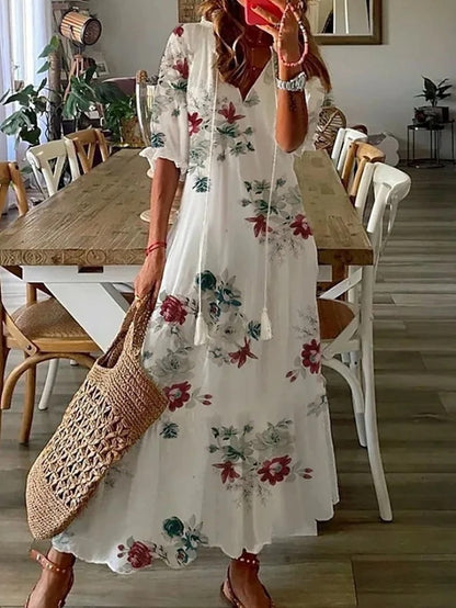 Annelisa | Boho midi dress with V-neck