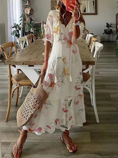 Annelisa | Boho midi dress with V-neck