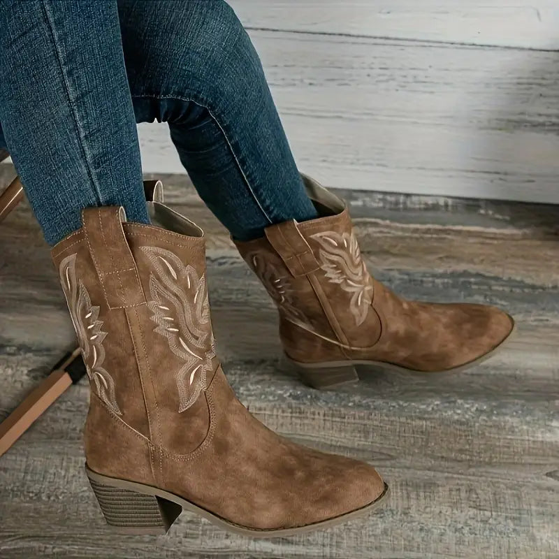 Elisabeth | Damen stilvolle Cowboy-Stiefeletten mit Absatz