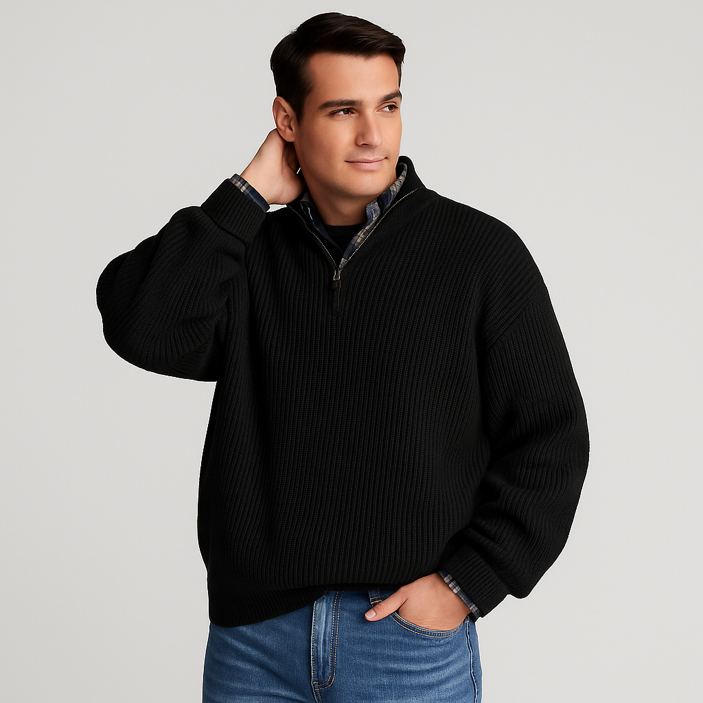 Enno | Herren Pullover mit halbem Reißverschluss | Schick