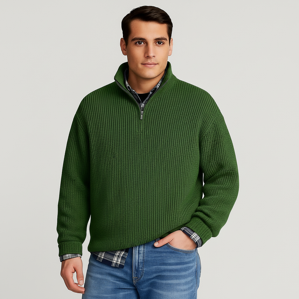 Enno | Herren Pullover mit halbem Reißverschluss | Schick